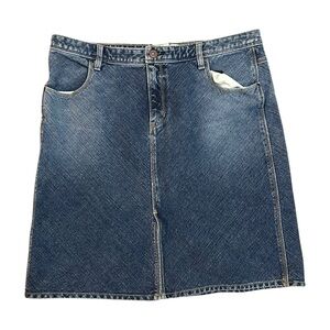 Vintage Y2K Gap Jeans Blue Denim Flat Front Stretch Skirt Size 16 Front Slit